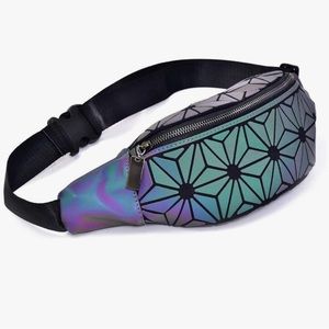 Festival Halographic Fanny Pack Unisex Stylish With Ajustable Waist Belt